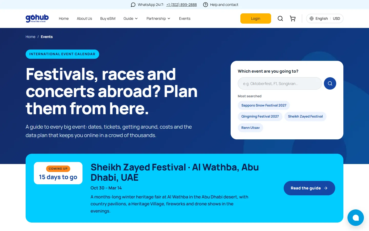Gohub B2C Platform & Admin Portal – International event calendar